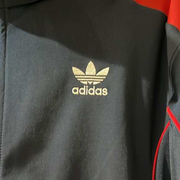 Rare ADIDAS track top . Beautiful blue with red roses on arms. - Picture 2 of 7
